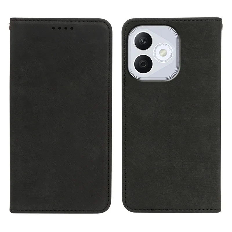 For Honor 400 Lite 5G Case Strong Magnetic Leather Wallet Phone Cover with Striped Texture - Black