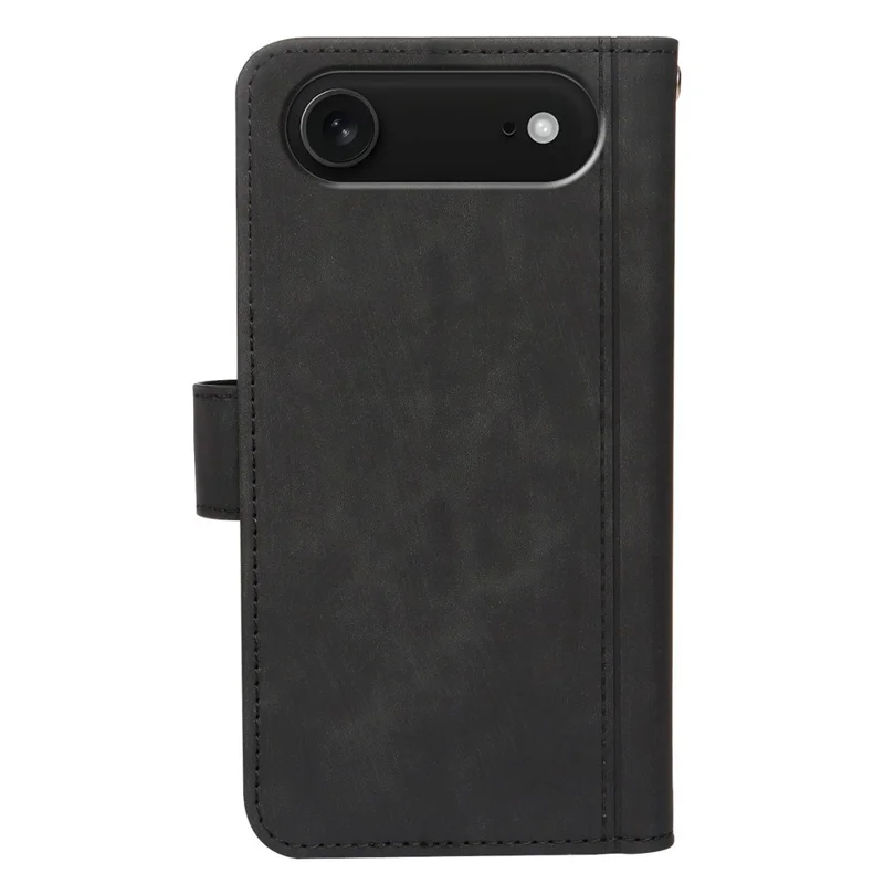 iPhone Air Leren Hoesje met Lijnpatroon Portemonnee Telefoonhoes met 9 Kaartvakken - Zwart