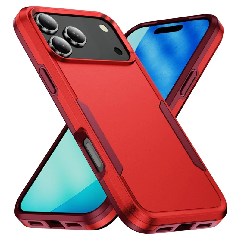 For iPhone 17 Pro Max Case PC + TPU Military Grade Drop Protective Phone Cover - Red + Rose