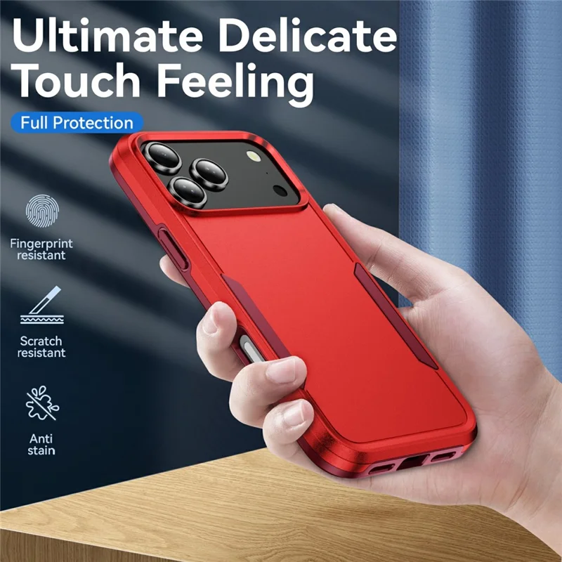 For iPhone 17 Pro Max Case PC + TPU Military Grade Drop Protective Phone Cover - Red + Rose