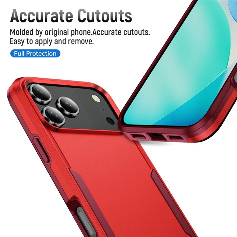 For iPhone 17 Pro Max Case PC + TPU Military Grade Drop Protective Phone Cover - Red + Rose