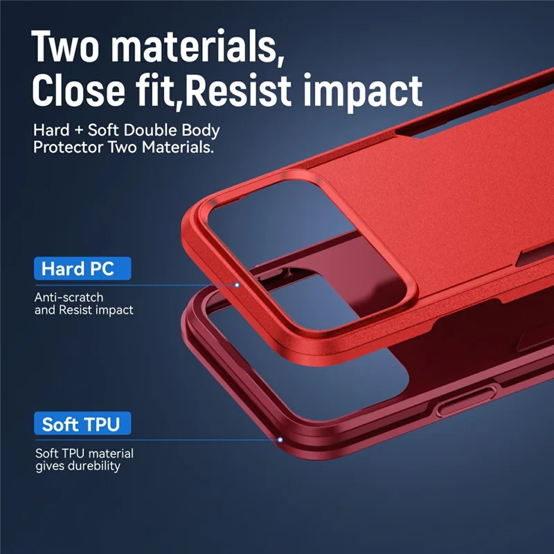 For iPhone 17 Pro Max Case PC + TPU Military Grade Drop Protective Phone Cover - Red + Rose