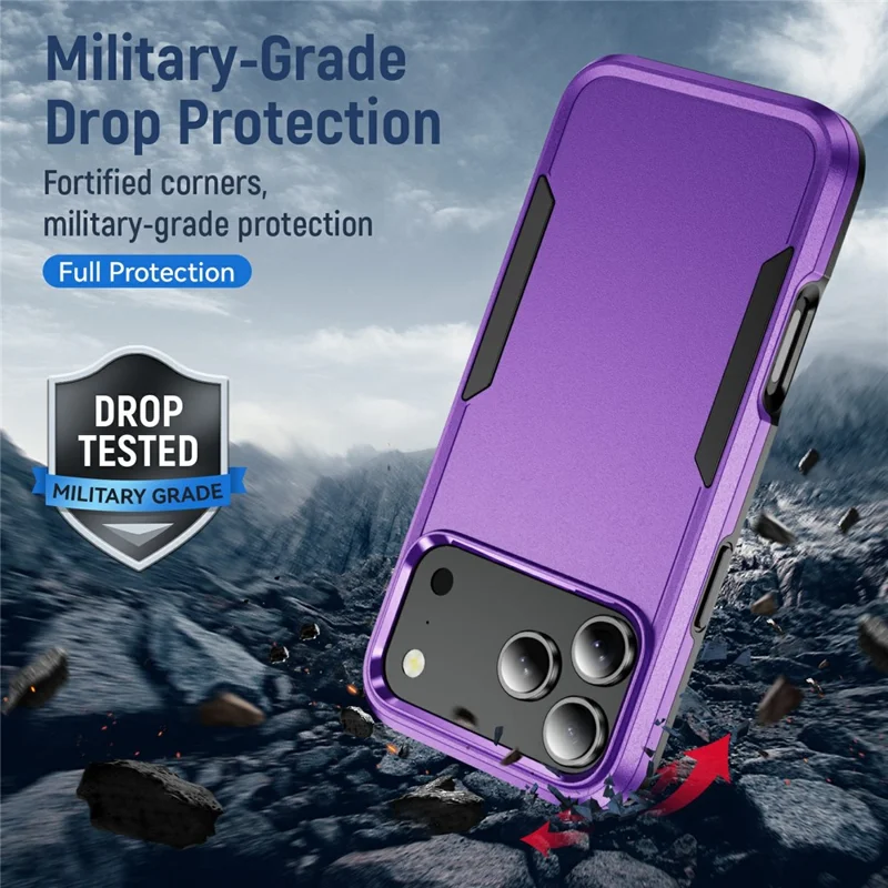 For iPhone 17 Pro Max Case PC + TPU Military Grade Drop Protective Phone Cover - Purple + Black