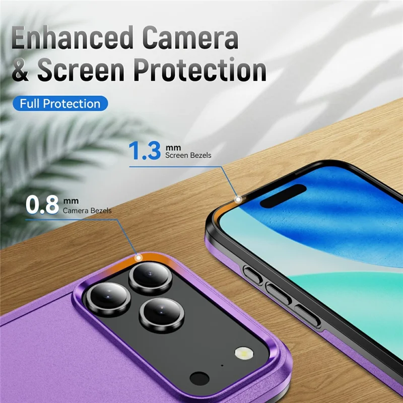 For iPhone 17 Pro Max Case PC + TPU Military Grade Drop Protective Phone Cover - Purple + Black