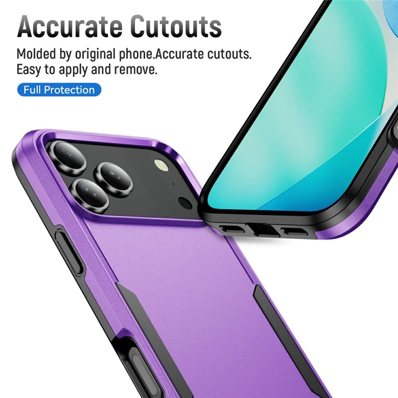 For iPhone 17 Pro Max Case PC + TPU Military Grade Drop Protective Phone Cover - Purple + Black
