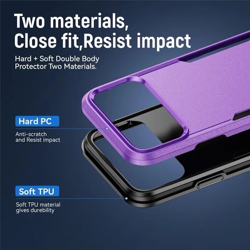 For iPhone 17 Pro Max Case PC + TPU Military Grade Drop Protective Phone Cover - Purple + Black