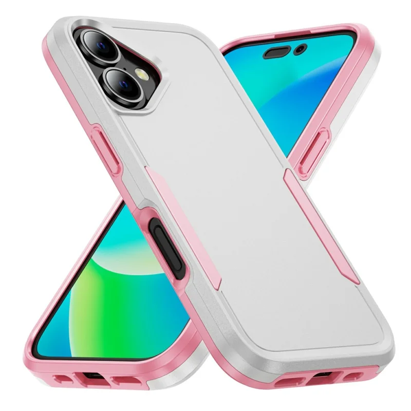 Funda Militar para iPhone 17 de PC + TPU Resistente a Caídas - Blanco + Rosa