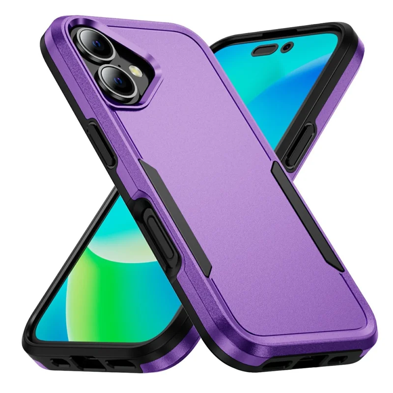 For iPhone 17 Case PC + TPU Military Grade Drop Protective Phone Cover - Purple + Black