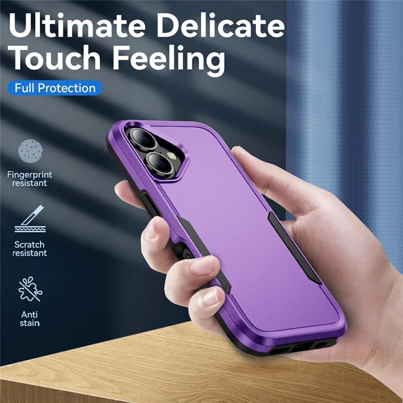 For iPhone 17 Case PC + TPU Military Grade Drop Protective Phone Cover - Purple + Black