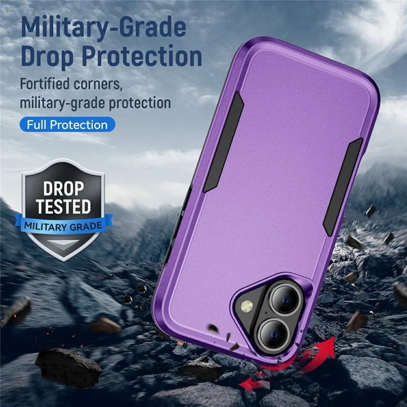 For iPhone 17 Case PC + TPU Military Grade Drop Protective Phone Cover - Purple + Black