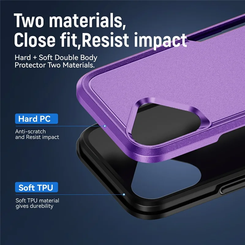 For iPhone 17 Case PC + TPU Military Grade Drop Protective Phone Cover - Purple + Black