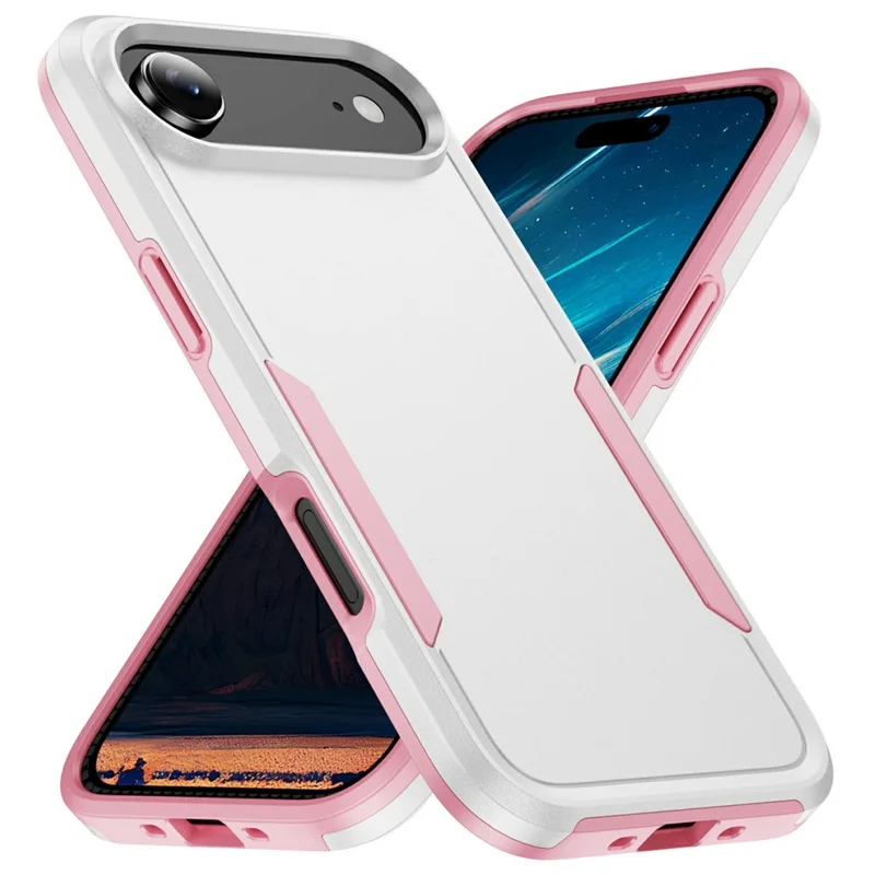 Étui militaire pour iPhone 17 Air en PC + TPU - Housse de protection antichoc pour téléphone - Blanc + Rose