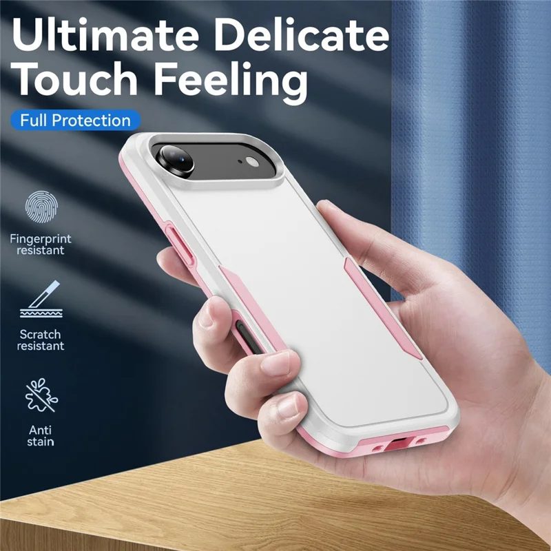 Étui militaire pour iPhone 17 Air en PC + TPU - Housse de protection antichoc pour téléphone - Blanc + Rose