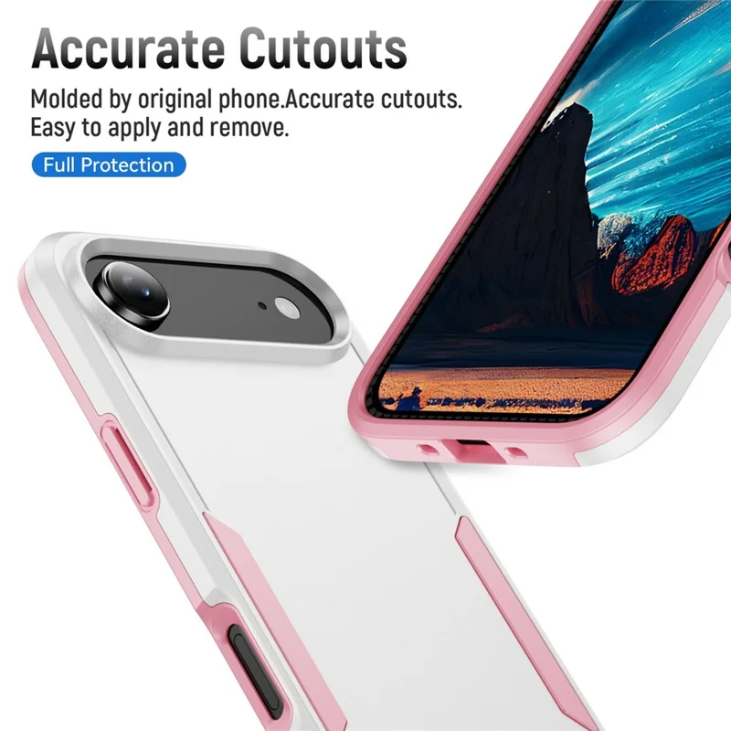 Étui militaire pour iPhone 17 Air en PC + TPU - Housse de protection antichoc pour téléphone - Blanc + Rose