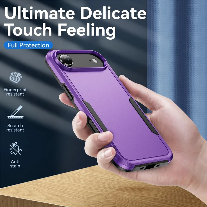 For iPhone Air Case PC + TPU Military Grade Drop Protective Phone Cover - Purple + Black