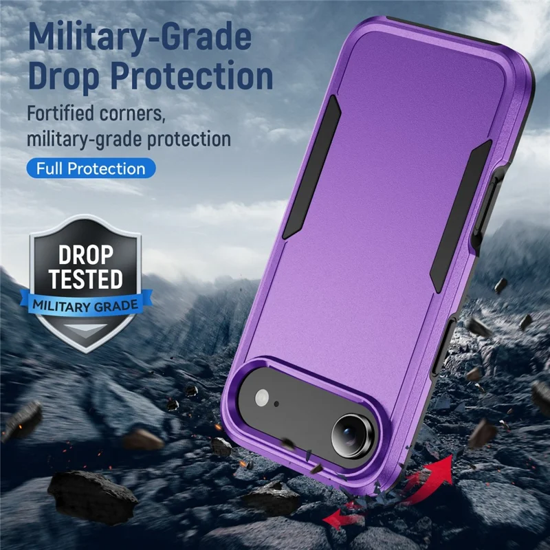 For iPhone Air Case PC + TPU Military Grade Drop Protective Phone Cover - Purple + Black