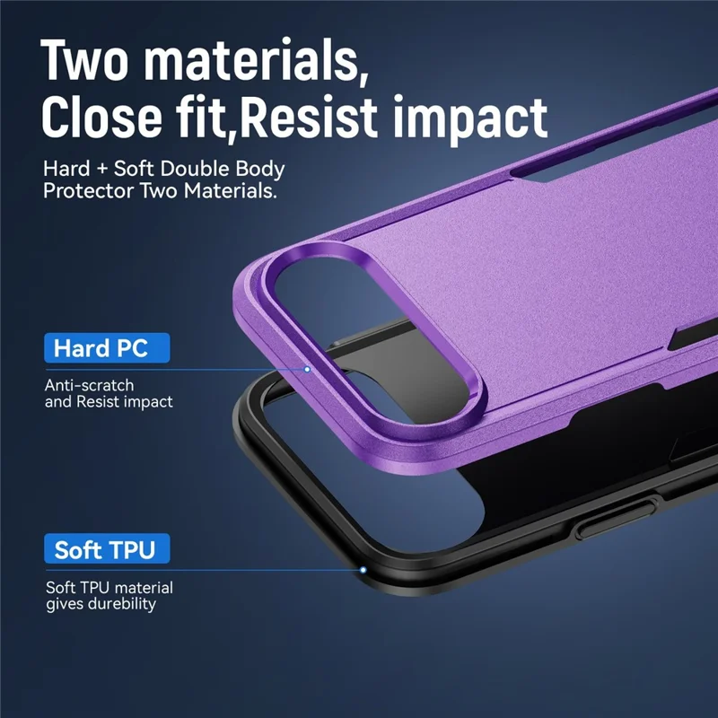 For iPhone Air Case PC + TPU Military Grade Drop Protective Phone Cover - Purple + Black