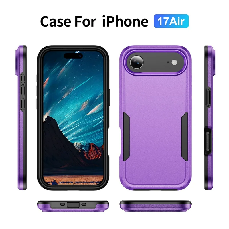 For iPhone Air Case PC + TPU Military Grade Drop Protective Phone Cover - Purple + Black