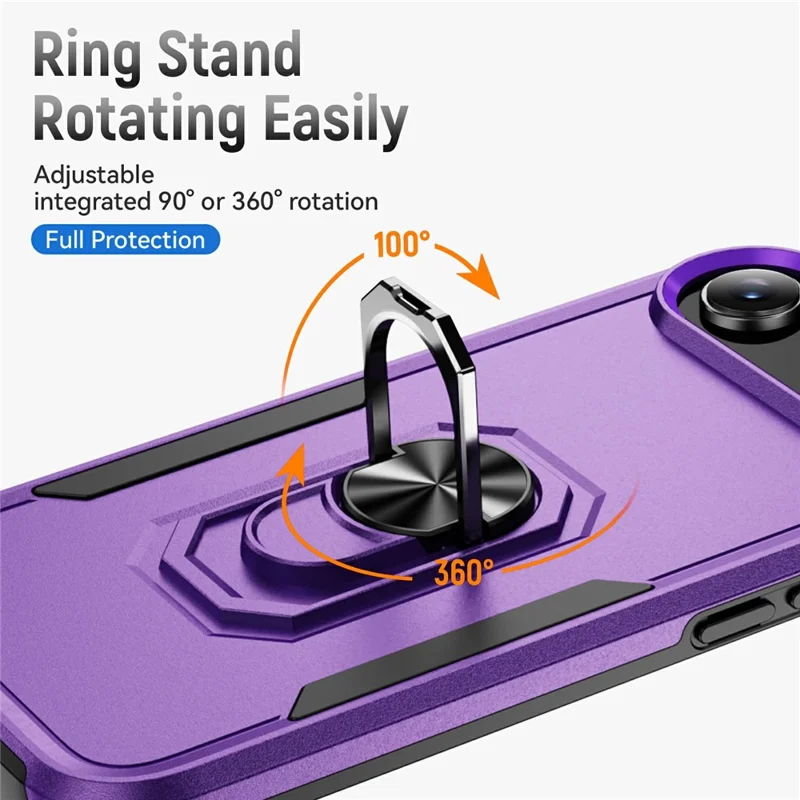 For iPhone Air Case Military Grade Ring Kickstand PC + TPU Phone Cover - Purple + Black