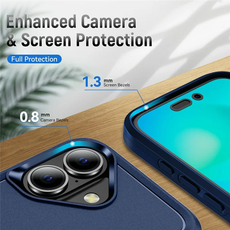 For iPhone 17 Case Military Grade Ring Kickstand PC + TPU Phone Cover - Blue