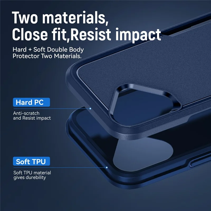 For iPhone 17 Case Military Grade Ring Kickstand PC + TPU Phone Cover - Blue