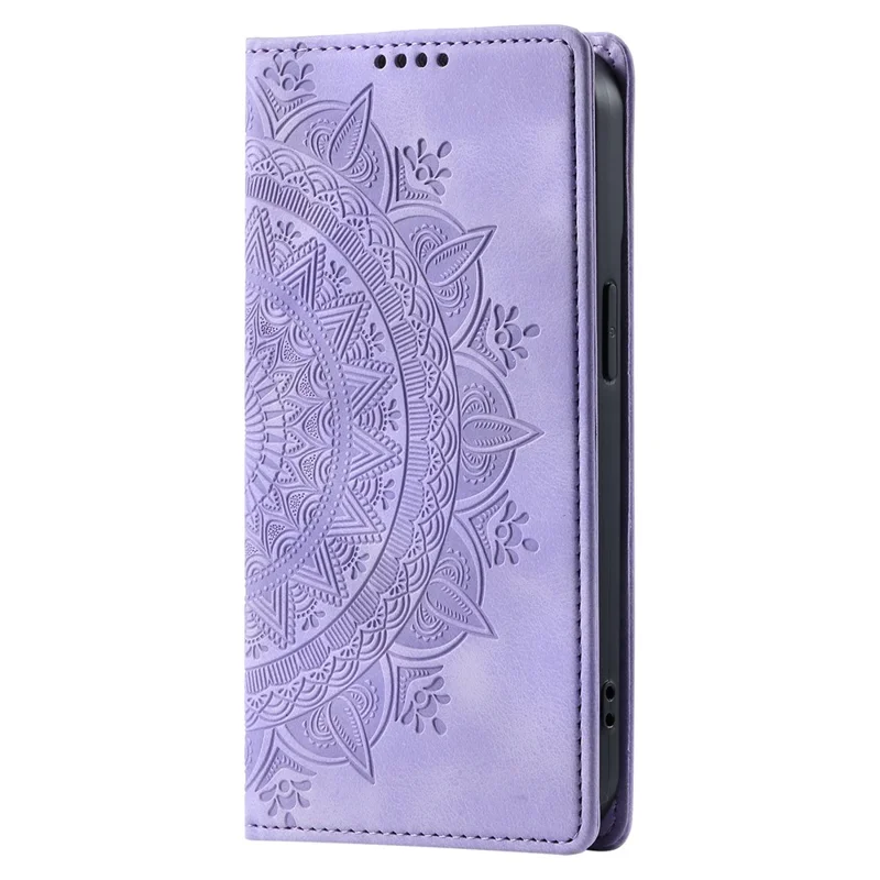 For iPhone 17 Air Case Magnetic Closing Leather Phone Cover Pattern Imprinted - Purple