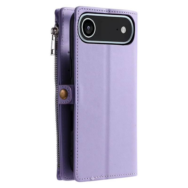 Чехол-кошелек для iPhone 17 Air из ТПУ и кожи PU с ремешком на запястье - Фиолетовый