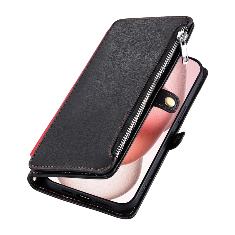 Für iPhone 17 Pro Max Hülle TPU + PU Leder Brieftasche Handyhülle mit Handgelenkschlaufe - Schwarz