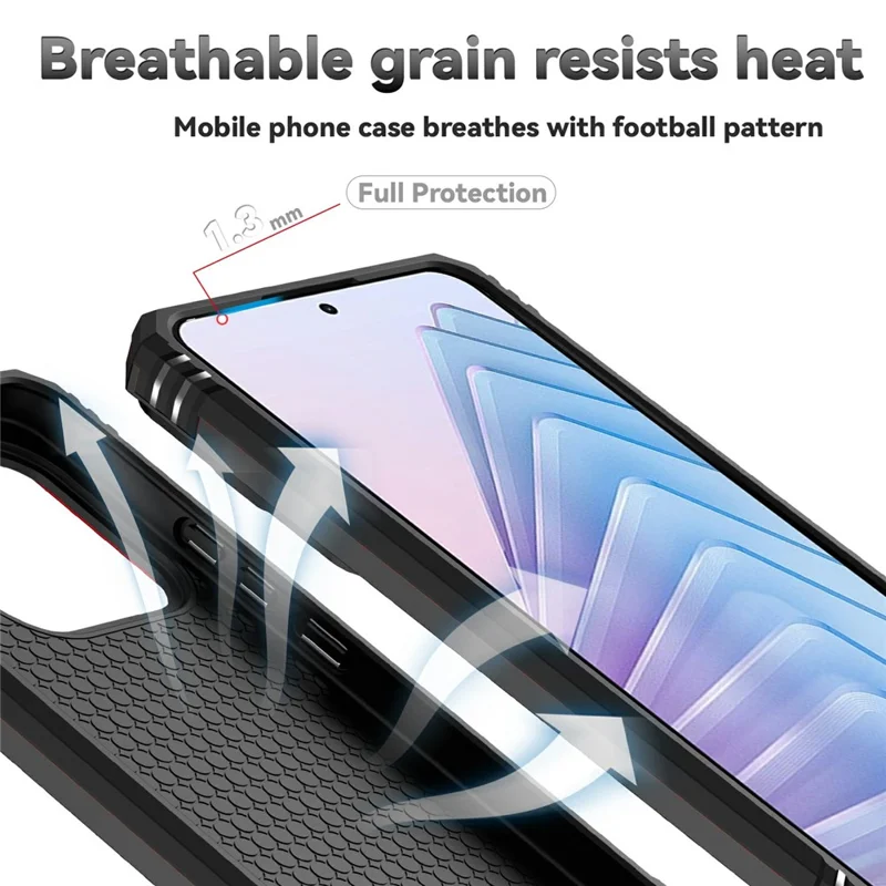 For Xiaomi Redmi Note 14 4G (164.84mm) Case PC + TPU Phone Cover with Lens Protection Kickstand - Black