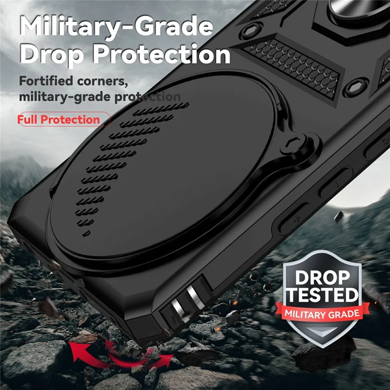 For Xiaomi Redmi Note 14 Pro 4G Case PC + TPU Phone Cover with Lens Protection Kickstand - Black