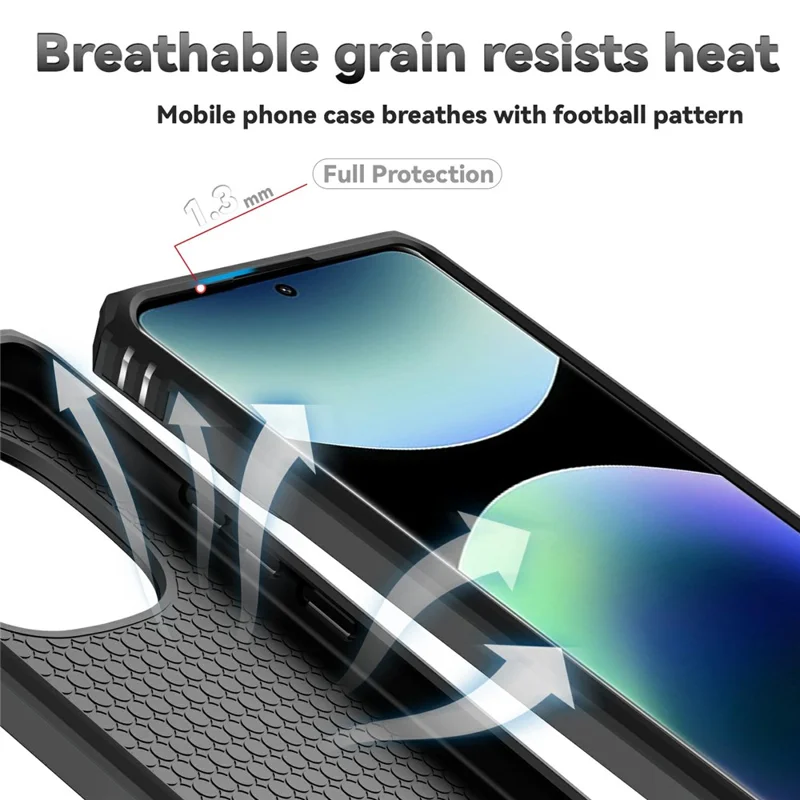 For Xiaomi Redmi Note 14 Pro+ 5G Case PC + TPU Phone Cover with Lens Protection Kickstand - Black