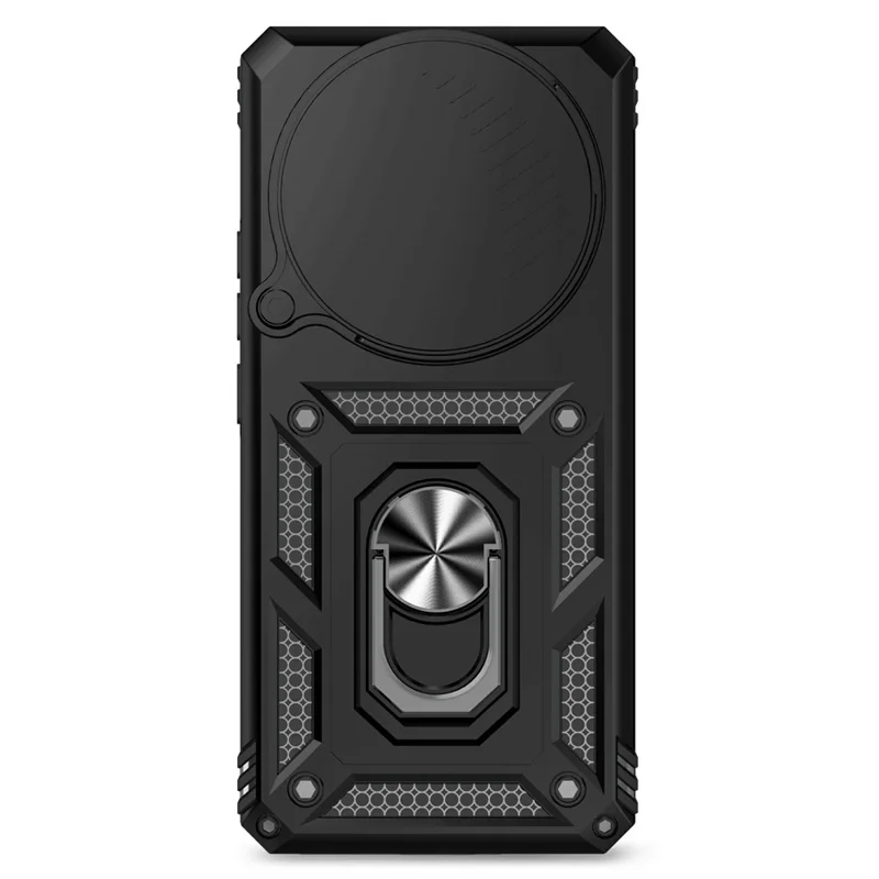 For Xiaomi Redmi Note 14 Pro+ 5G Case PC + TPU Phone Cover with Lens Protection Kickstand - Black