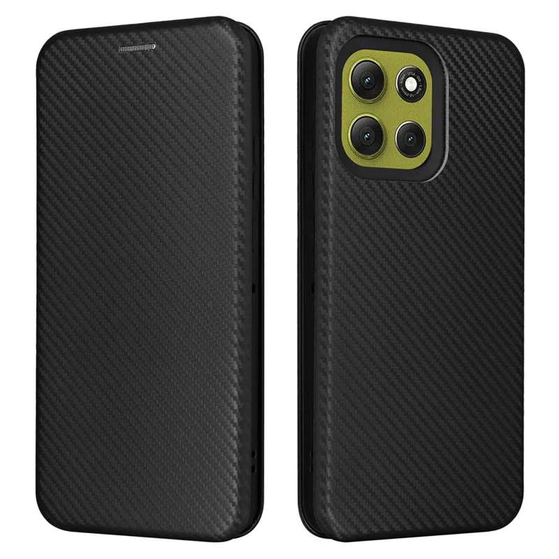 Für Motorola Moto G86 5G Hülle Karbonfaser Textur Stoßfeste PU-Leder Handyhülle - Schwarz