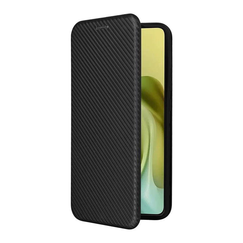 Für Motorola Moto G86 5G Hülle Karbonfaser Textur Stoßfeste PU-Leder Handyhülle - Schwarz
