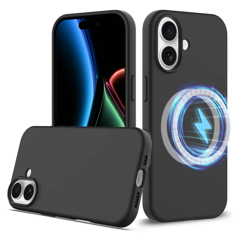 For iPhone 17 Case Compatible with MagSafe Anti-Drop Liquid Silicone Phone Cover - Black