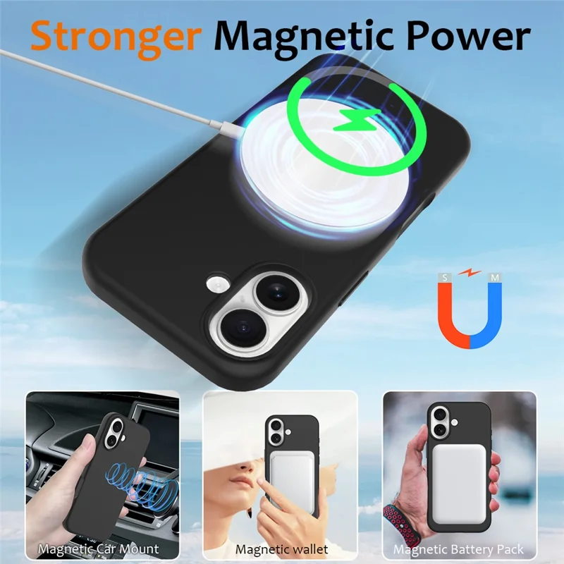For iPhone 17 Case Compatible with MagSafe Anti-Drop Liquid Silicone Phone Cover - Black