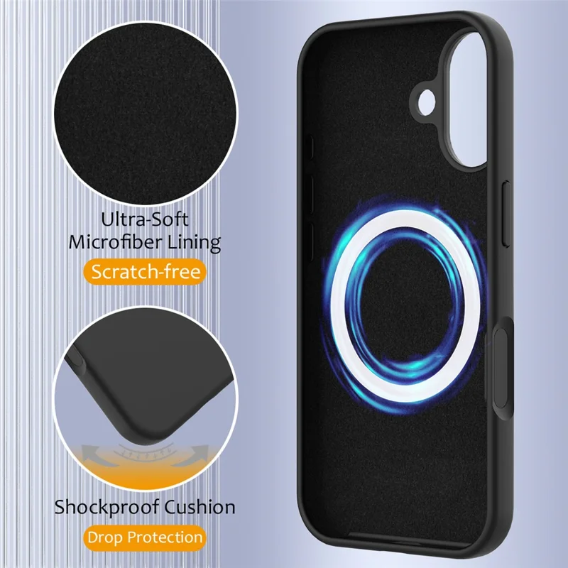 For iPhone 17 Case Compatible with MagSafe Anti-Drop Liquid Silicone Phone Cover - Black