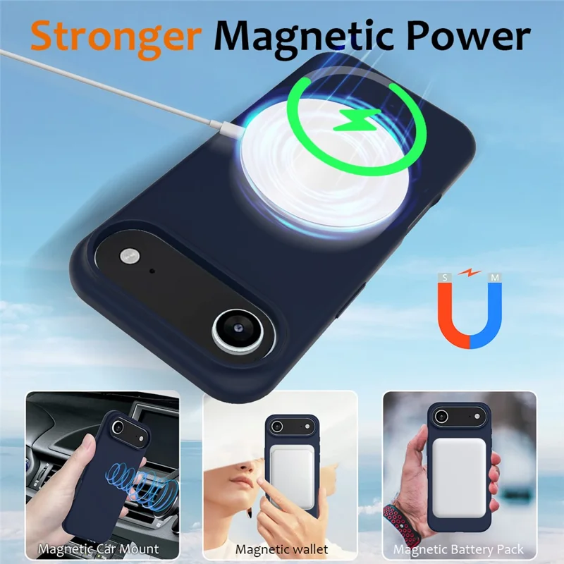 For iPhone 17 Air Case Compatible with MagSafe Anti-Drop Liquid Silicone Phone Cover - Dark Blue
