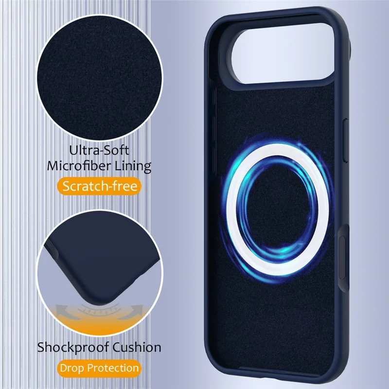 For iPhone 17 Air Case Compatible with MagSafe Anti-Drop Liquid Silicone Phone Cover - Dark Blue