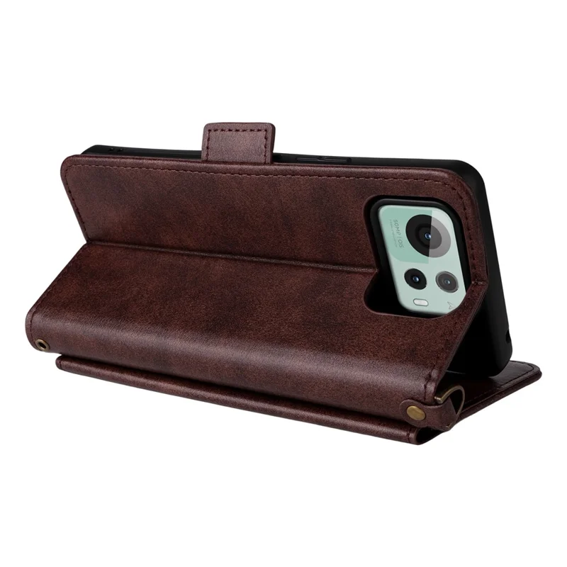 Para Asus Zenfone 12 Ultra 5G Capa de Couro Fecho Magnético Carteira Suporte para Telefone com Alça Transversal - Marrom