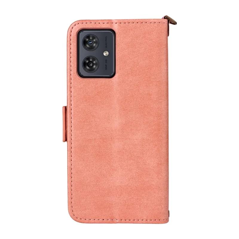 Funda de cuero para Motorola Moto G64 5G / G54 5G con cierre magnético, soporte tipo cartera y correa bandolera - Rosa