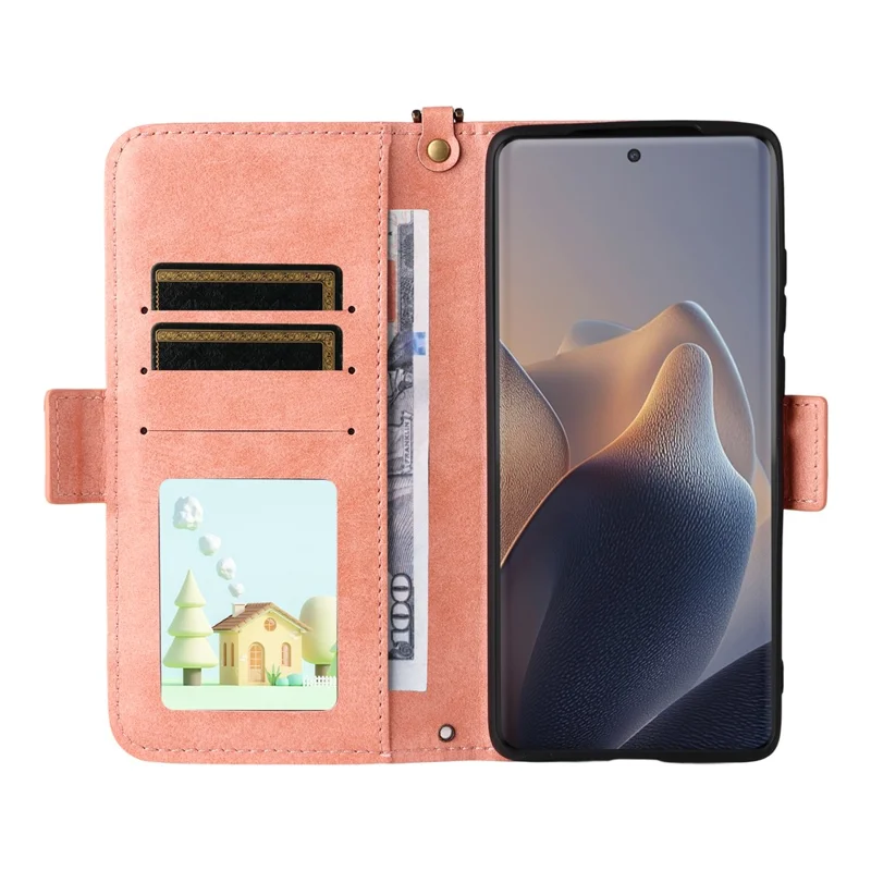 Per Motorola Edge 60 Fusion 5G Cover in Pelle con Chiusura Magnetica Portafoglio Supporto Telefono con Cinturino Trasversale - Rosa