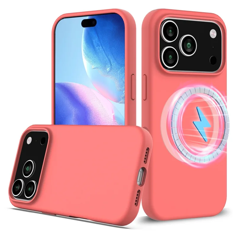 For iPhone 17 Pro Case Compatible with MagSafe Anti-Drop Liquid Silicone Phone Cover - Hot Pink