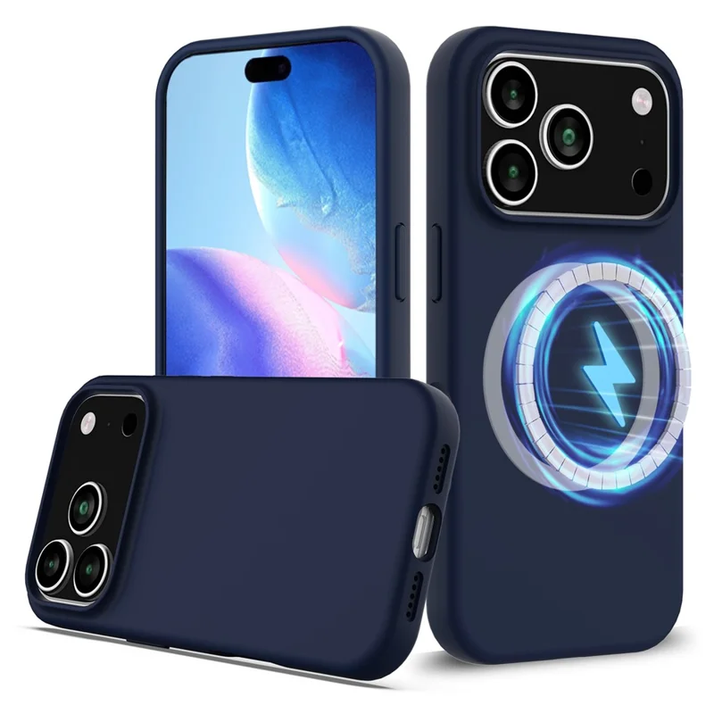 For iPhone 17 Pro Case Compatible with MagSafe Anti-Drop Liquid Silicone Phone Cover - Dark Blue