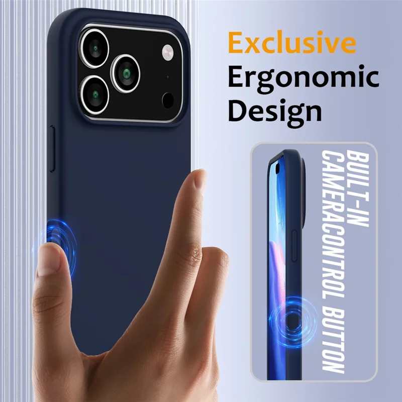 For iPhone 17 Pro Case Compatible with MagSafe Anti-Drop Liquid Silicone Phone Cover - Dark Blue
