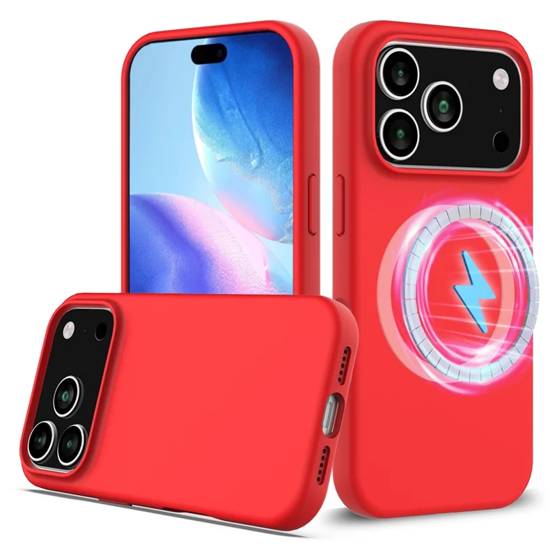 For iPhone 17 Pro Case Compatible with MagSafe Anti-Drop Liquid Silicone Phone Cover - Red