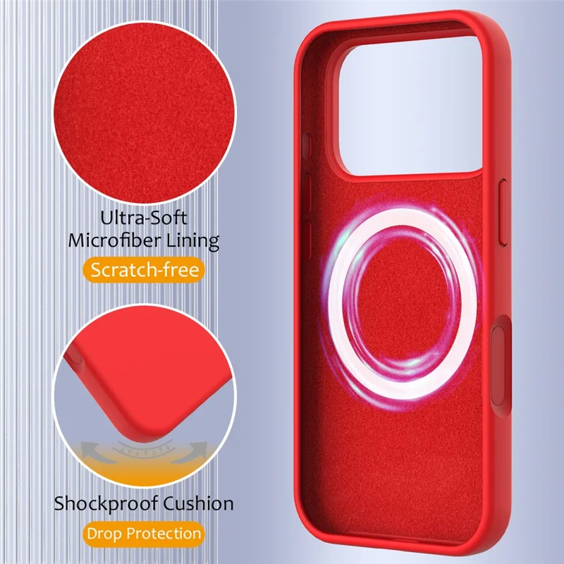 For iPhone 17 Pro Case Compatible with MagSafe Anti-Drop Liquid Silicone Phone Cover - Red