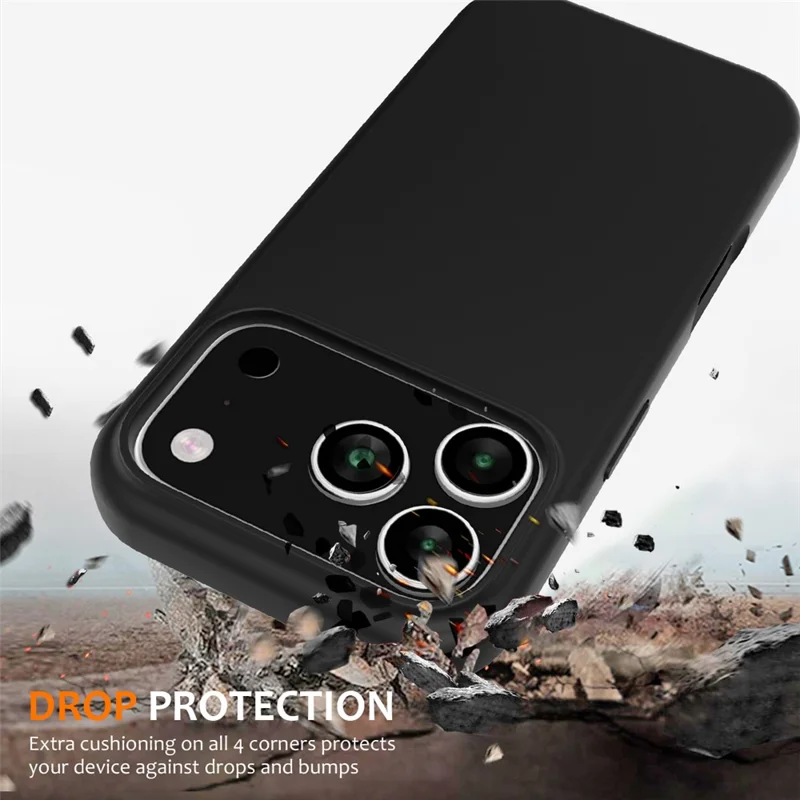 For iPhone 17 Pro Max Case Compatible with MagSafe Anti-Drop Liquid Silicone Phone Cover - Black