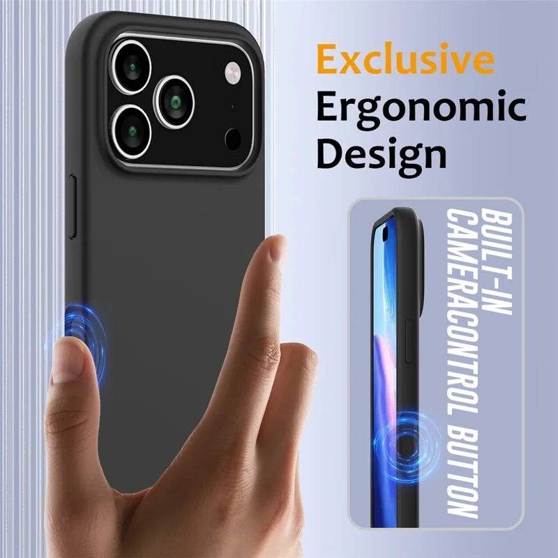For iPhone 17 Pro Max Case Compatible with MagSafe Anti-Drop Liquid Silicone Phone Cover - Black