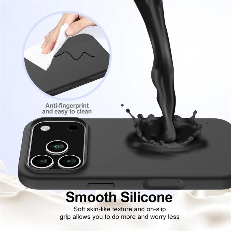 For iPhone 17 Pro Max Case Compatible with MagSafe Anti-Drop Liquid Silicone Phone Cover - Black
